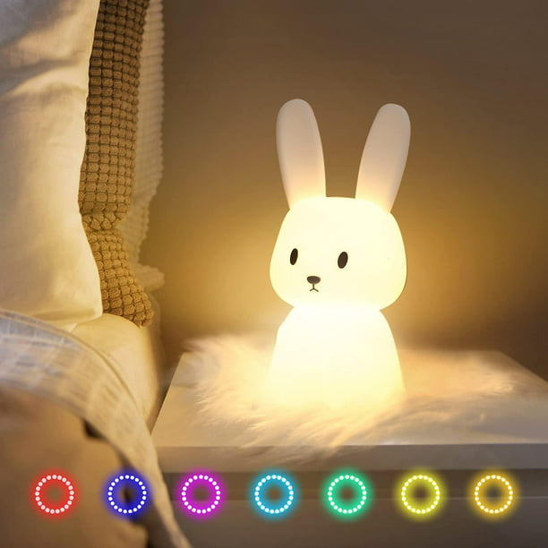 Luz de noche de conejo para el hogar, luz nocturna para niños