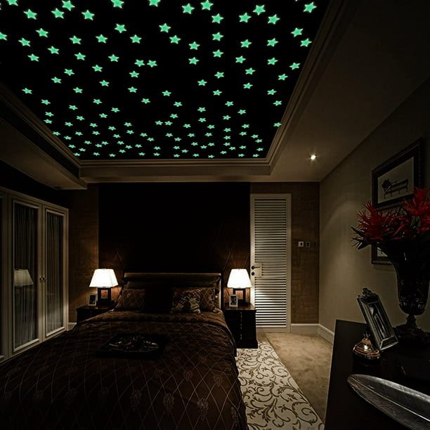 200 piezas de pegatinas de estrellas 3D para la pared, el techo en el  dormitorio o la habitación de los niños, luminosidad fluorescente larga  garantizada Ormromra LKX-0381-1