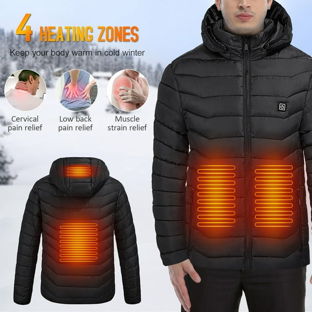 TFixol Chaqueta calefactable para hombre con capucha desmontable  Calefacción cálida para invierno al aire libre
