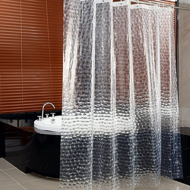 Cortina de ducha transparente impermeable, PEVA blanco transparente, forro  para baño, moho, hogar, Hotel, con ganchos