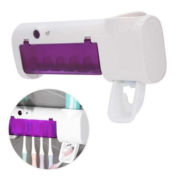 Soporte de pared para cepillos de dientes con luz ultravioleta para baño