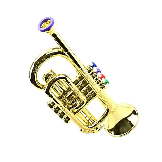 Trompeta para niños, instrumentos musicales de viento, ABS, oro