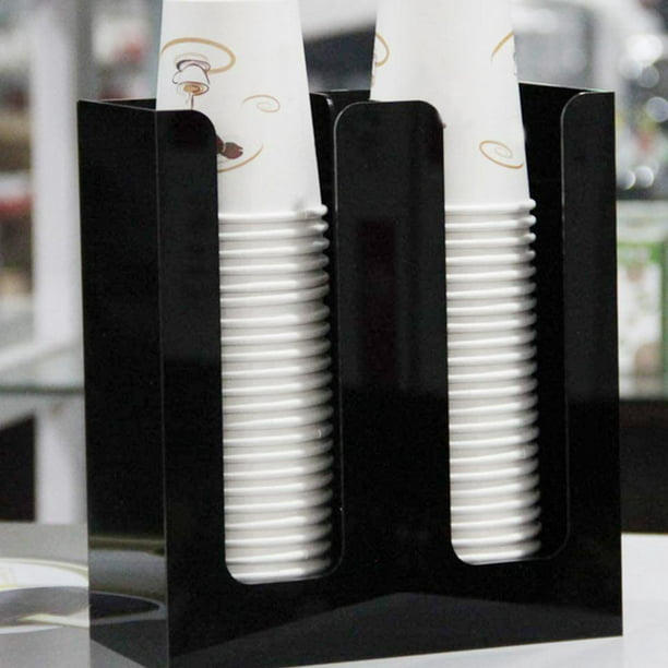 Dispensador de tazas de café de 3 compartimentos, organizador de vasos de  papel, soporte de manga, organizador de vasos desechables, suministro de  cafetería, soporte de vasos de papel (negro)