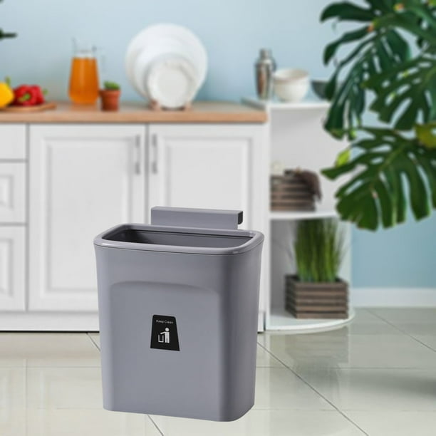 Cubo de basura de plástico con tapa de 20 litros, cubo de basura creativo  para el hogar, cocina, sala de estar, oficina (color gris)