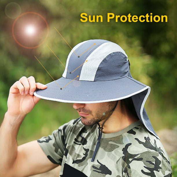 Sombrero para el sol de ala ancha con solapa para el cuello Hombres Mujeres  Protección UV Sombrero p Abanopi Sombrero al aire libre