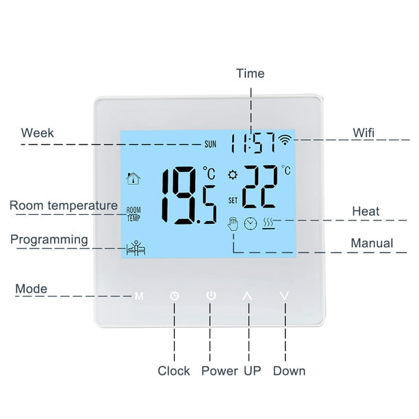 Comprar Termostato inteligente con WiFi, aplicación Tuya, 230V, 16A,  termostato eléctrico con control remoto de temperatura para calefacción por  suelo