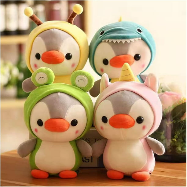 Animal de peluche de rana pingüino con bonito disfraz, bonitos peluches con  traje de animal verde, juguetes de peluche como regalo para niñas y niños