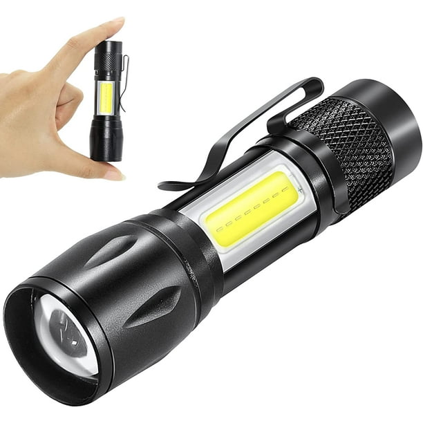 Mini linterna LED recargable con clip, linternas pequeñas con zoom con 3  modos, linterna EDC para camping, senderismo, emergencia, uso diario JAMW