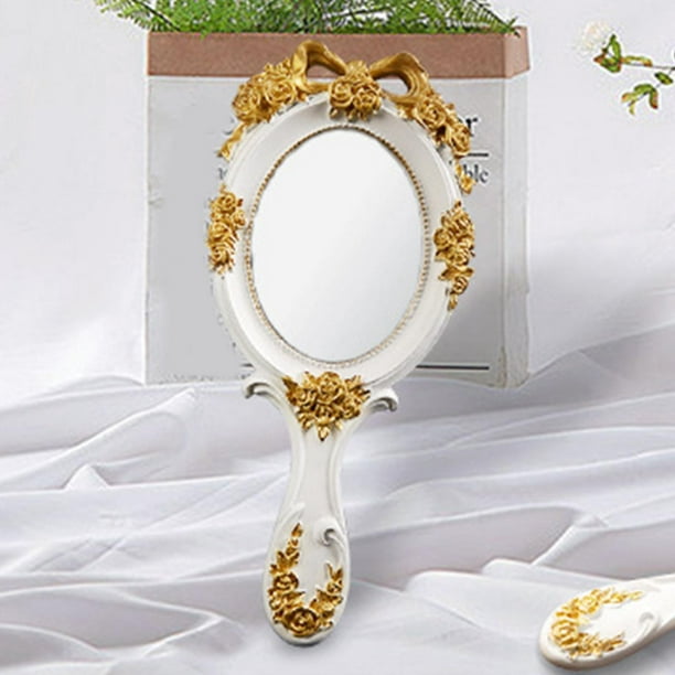 Espejo de mano Espejo de mano vintage con Espejo de tocador decorativo  Espejo de maquillaje Espejos cosméticos Espejos de salón de - blanco  Salvador
