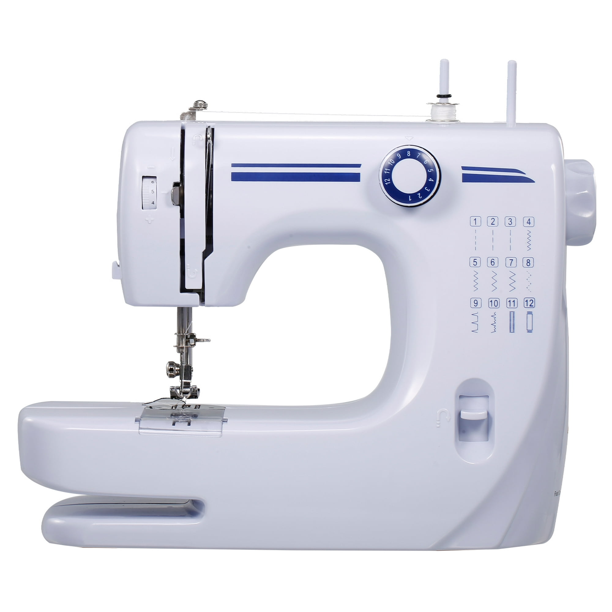 Maquina de coser 12 patrones puntadas integradas. Usa 4 baterias