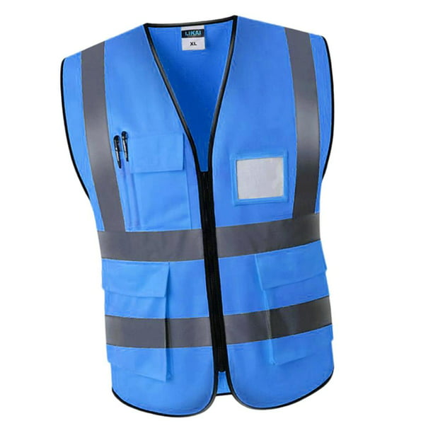 Chaleco de rayas reflectantes para hombre, chaleco de trabajo al aire  libre, chaleco de seguridad exterior, Azul