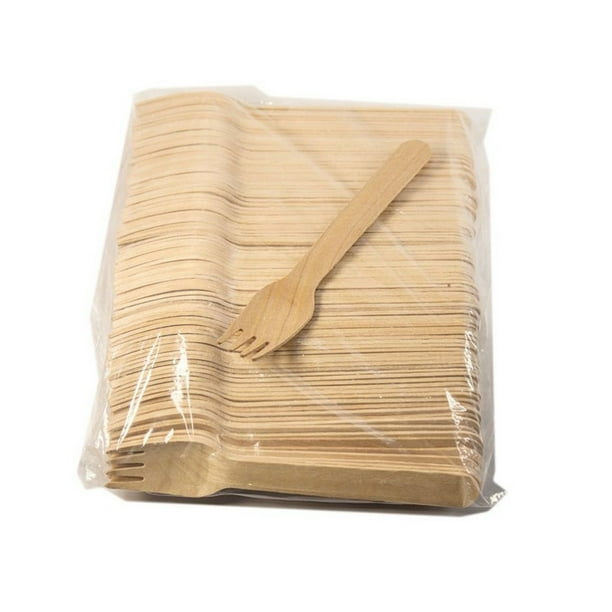 Paquete de 220 cubiertos desechables de madera, 6.5 pulgadas  biodegradables, ecológicos, sin astillas
