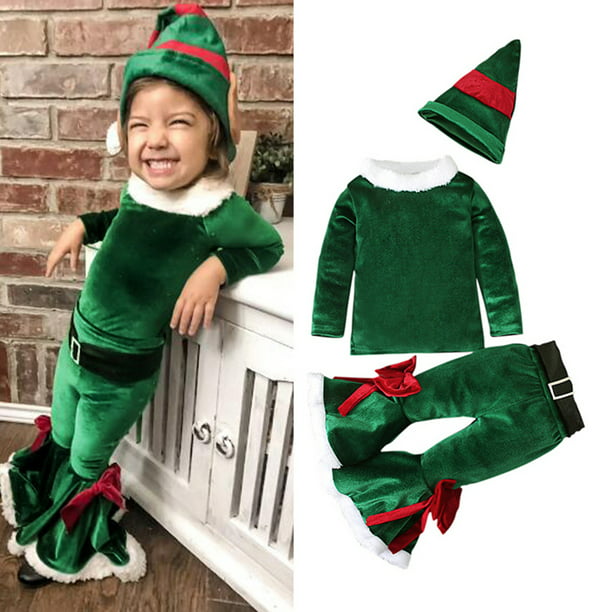 Conjunto de ropa navideña para niñas disfraz de Papá Noel de terciopelo Eccomum Ropa | Walmart línea