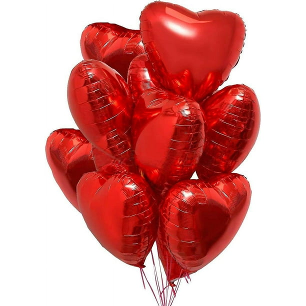 25 globos rojos de helio con forma de corazón, decoración