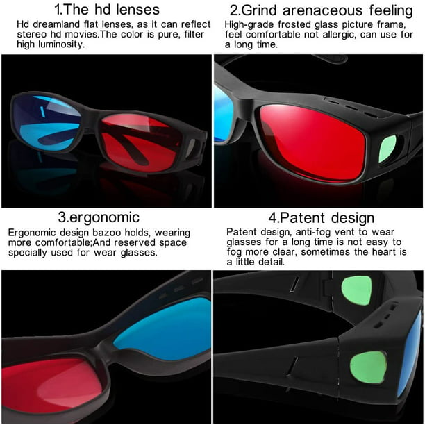 Gafas 3D Anaglifas Lente Rojo Y Azul