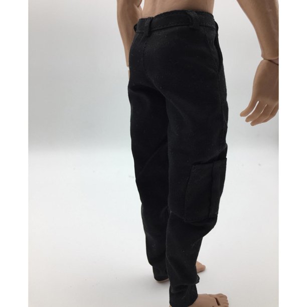 Accesorios de Jeans Rasgados para Hombre a Escala 1/6 para Juguetes Negro  Zulema figura de acción masculina pantalones