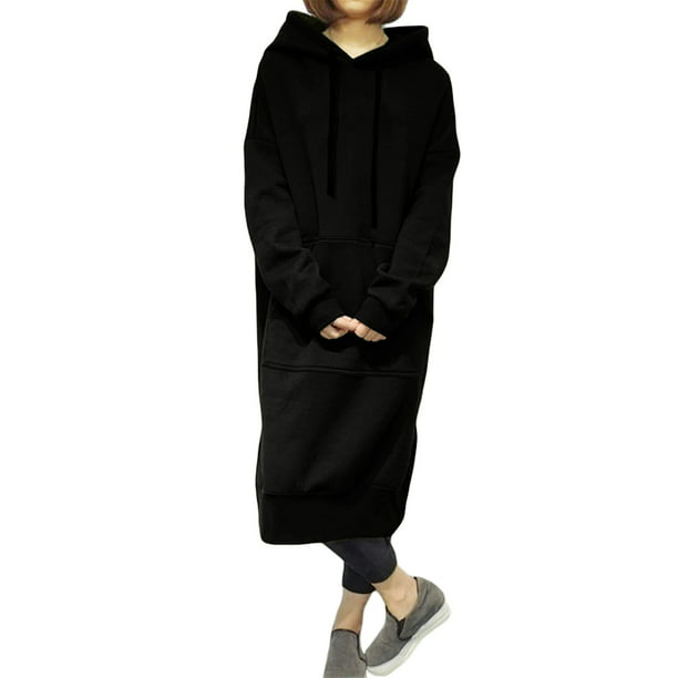 Sudadera larga suelta para mujer, vestido con capucha, sudaderas con  capucha cálidas Eccomum Negro XXXL