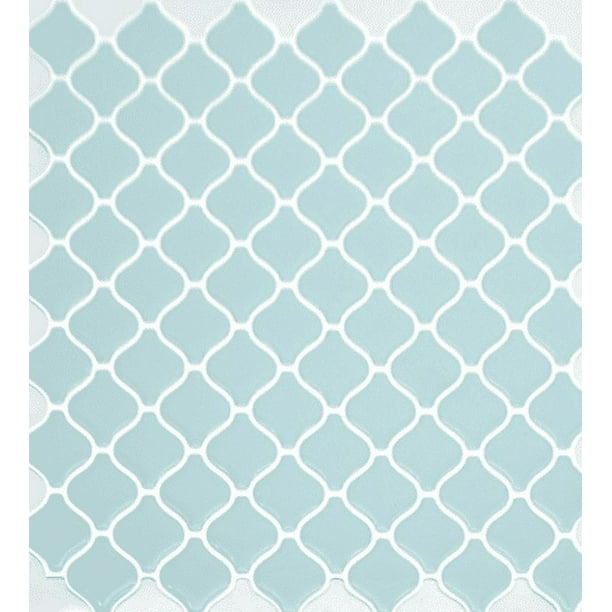Papel pintado autoadhesivo para azulejos, color azul claro, 25 x 21 cm,  estilo mosaico, adhesivo de pared, lámina decorativa impermeable para  azulejos de baño y cocina JM