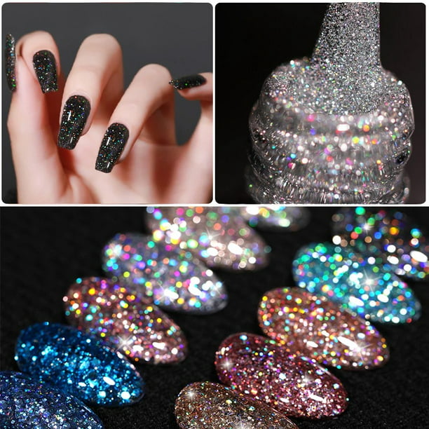 Glitter para uñas,  Manicura de uñas, Uñas en gel diseños
