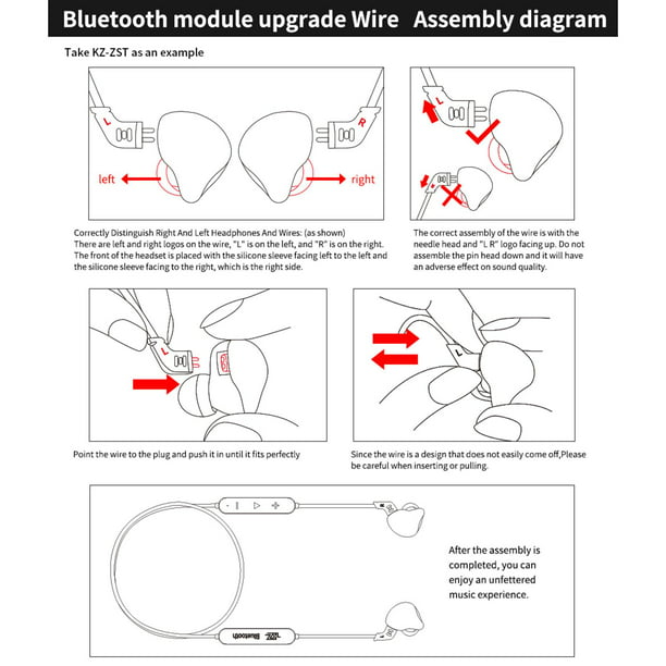 Módulo Bluetooth 4.2 Cable de actualización inalámbrica compatible con  auriculares KZ, reducción de ruido Pin de párrafo B