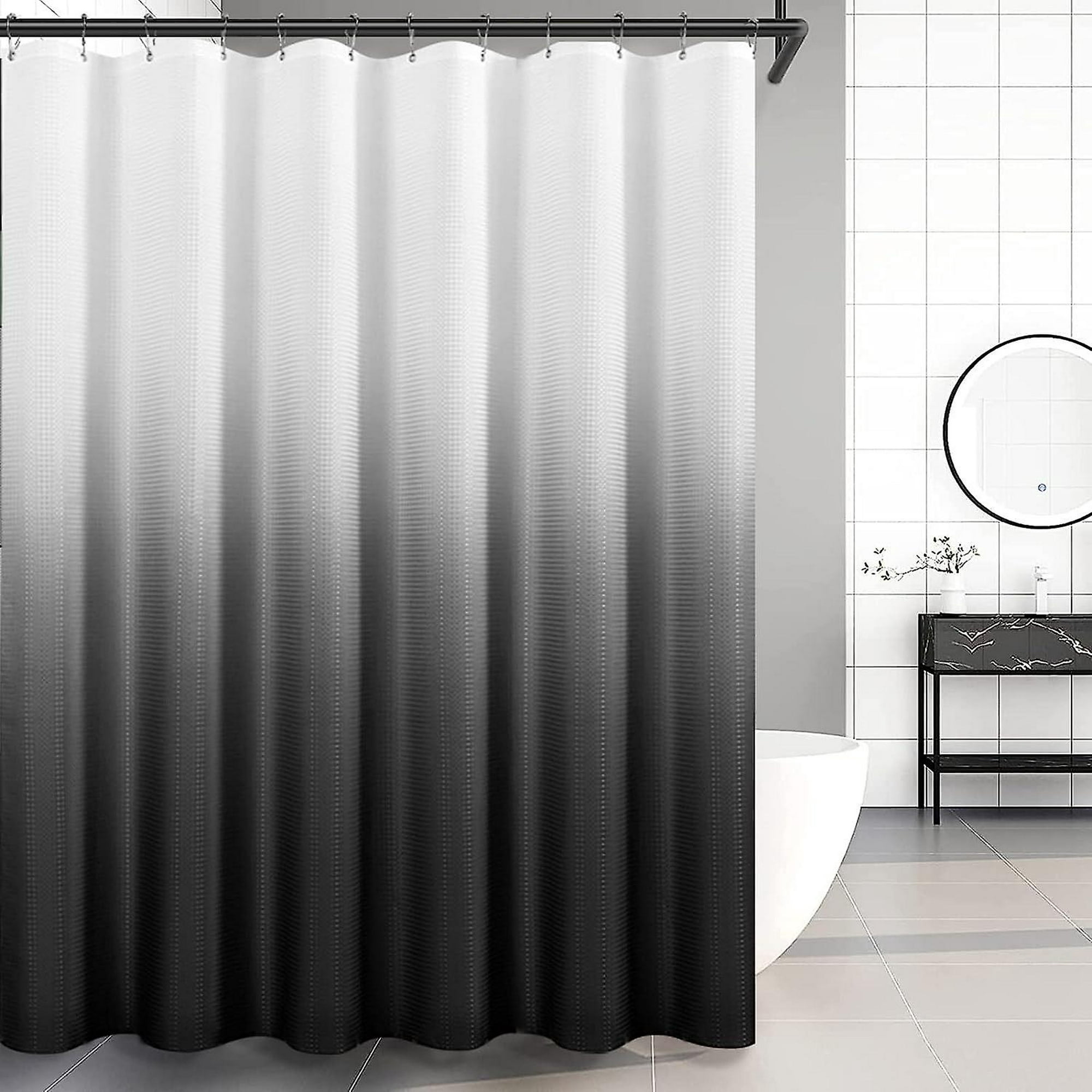 Cortinas de ducha modernas en blanco y negro para baño, tela geométric -  VIRTUAL MUEBLES