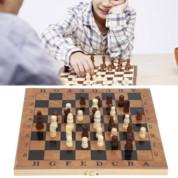 Tablero de ajedrez de madera, caja de madera plegable, tablero de ajedrez 3  en 1, tablero de ajedrez con ajedrez para niños y adultos, tablero de