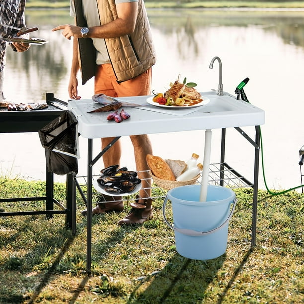 Consigue tu mesa fregadero plegable para camping y catering