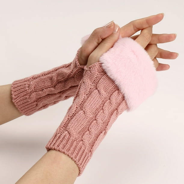 Guantes calientes de medio dedo para mujer, guantes cortos de