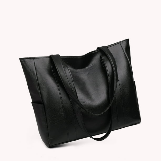 Bolsa Moda mujer PU cuero hombro bolso de compras grandes bolsos de mano  (negro) JShteea Para Estrenar