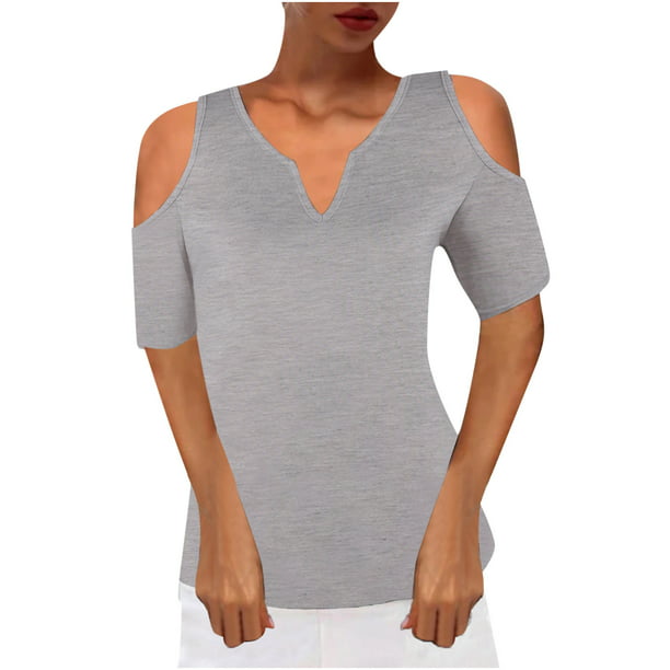  Camisas de verano para mujer, manga corta, cuello en V