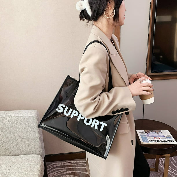 Bolsa Bolso transparente de moda para mujer, bolso de mano grande, bolsos  compuestos (negro) JShteea Para Estrenar