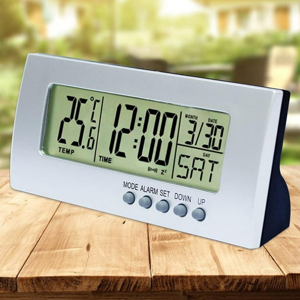 Reloj sobremesa madera con termómetro