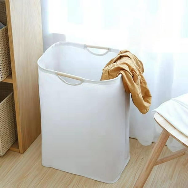Cesta de lavandería impermeable, cesta grande para ropa sucia con mango de  madera, cesta plegable para almacenamiento de ropa para lavandería, baño