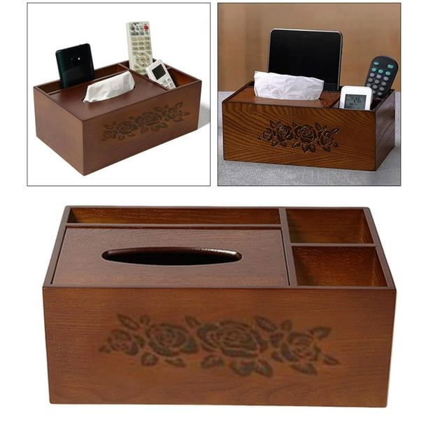 Caja de pañuelos de madera para pañuelos faciales de papel desechable,  soporte rectangular de madera para almacenamiento en tocador de baño,  encimera