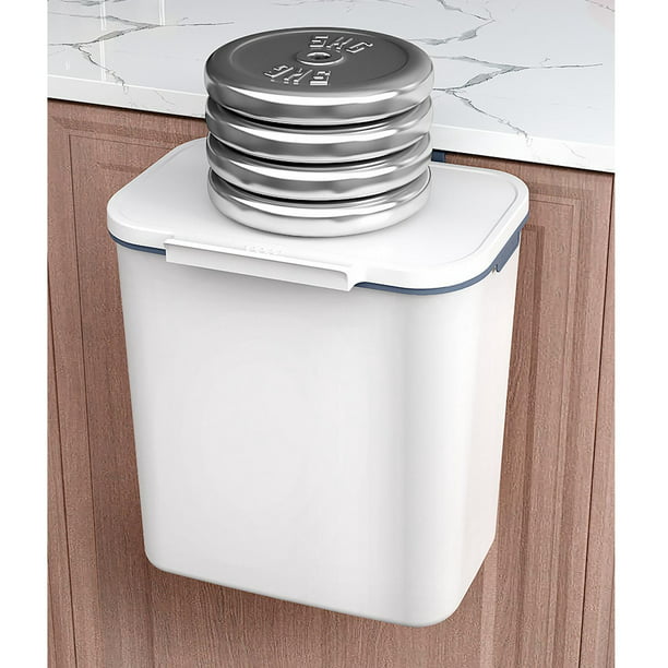 ELPHECO Cubo de basura para cocina, 9.5 litros con tapa, puerta de armario  de cocina debajo del fregadero, cubo de basura de plástico para compost