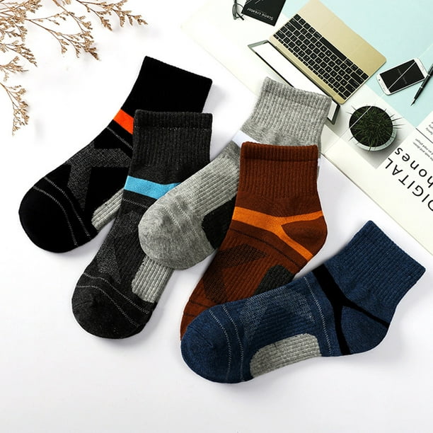Calcetines de senderismo MIRMARU para hombre, 5 pares, multirendimiento,  que absorben la humedad, calcetines redondos para deportes al aire libre