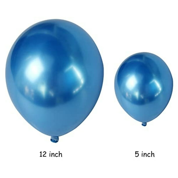 Globos azules cromados azules metálicos para fiestas, globos de látex de 12  pulgadas de grosor para fiestas, cumpleaños, bodas, aniversario o