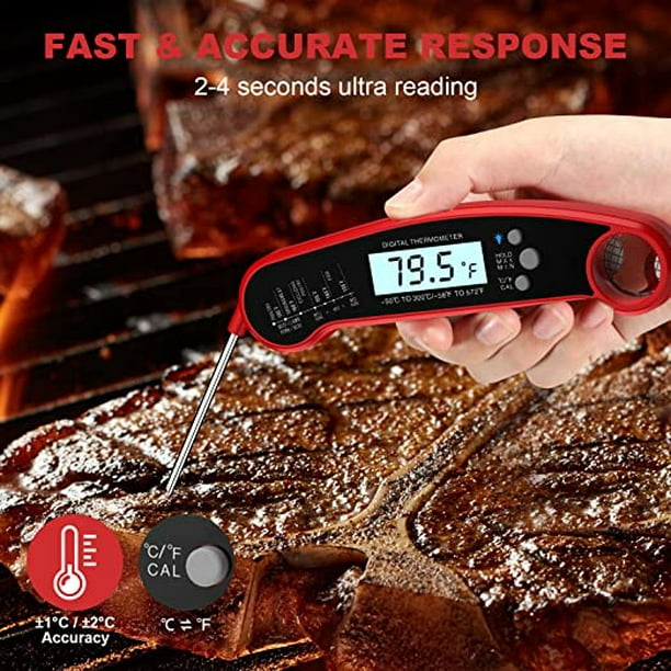 Termómetro digital para carne con sonda, termómetro de alimentos de lectura  instantánea para asar, cocinar en la cocina, hornear, líquidos, dulces y