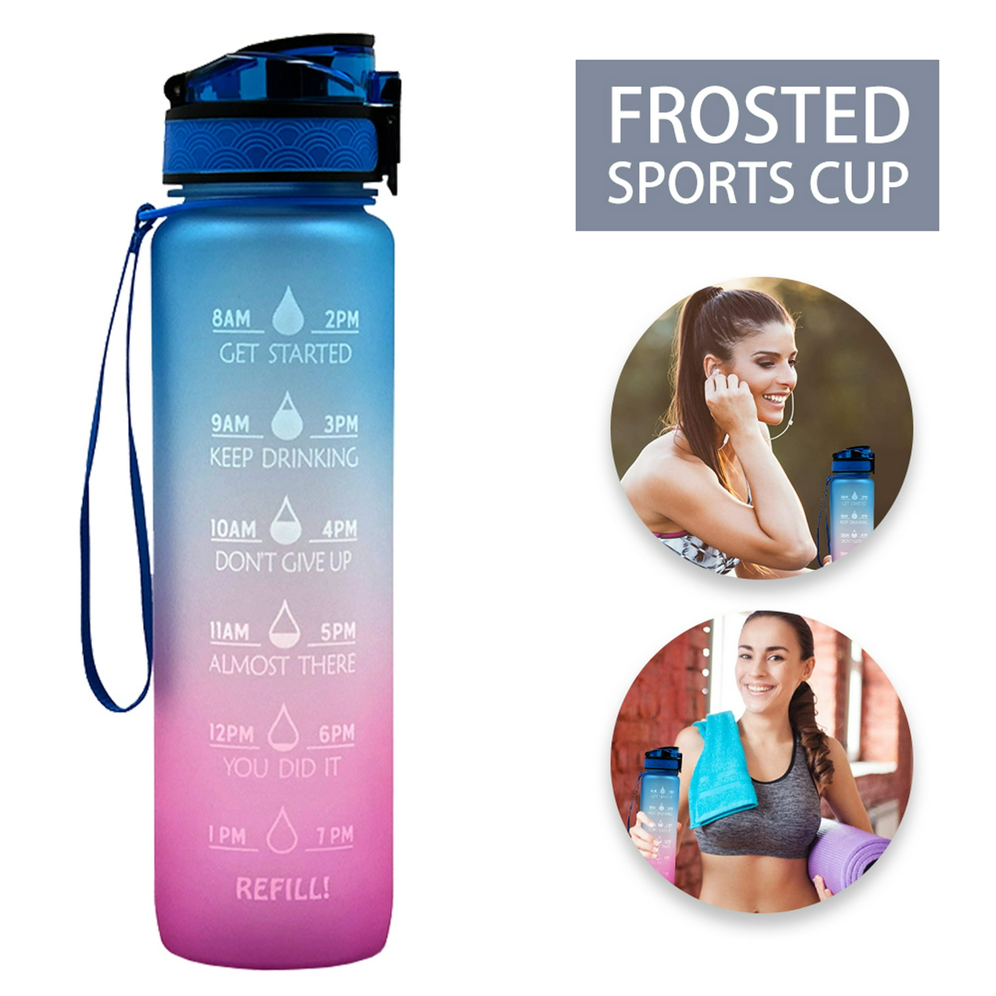 Botella de agua deportiva de 750ML con marcador de tiempo, taza a prueba de  fugas, botella de agua portátil motivacional para deporte al aire libre,  Fitness, sin BPA - AliExpress