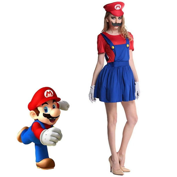 Disfraz de Super Mario Bros Plumber Mario, disfraz de fantasía, traje de  fiesta de Halloween, juego de rol, traje de actuación para mujeres y adultos