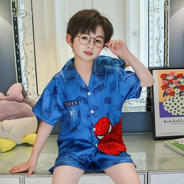Intenso A través de Ruina Conjunto de pijamas de Spiderman para niños, ropa de noche de seda de hielo  de verano de manga corta zhangmengya CONDUJO | Walmart en línea