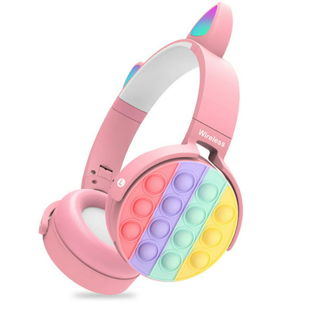  Auriculares inalámbricos para niños, niñas, mujeres, niños,  adolescentes, auriculares Bluetooth rosas para teléfonos  inteligentes/iPhone/iPad/portátil/PC/TV, auriculares para juegos sobre la  oreja con : Videojuegos