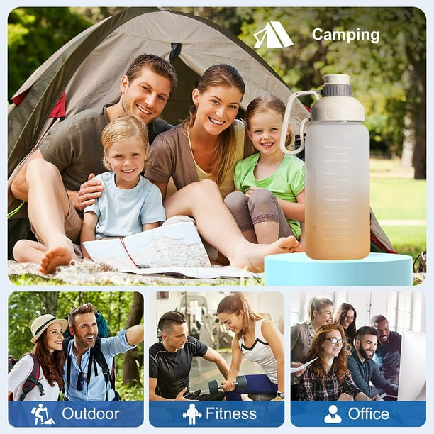  Botella de agua con asa de boca ancha, botella deportiva para  bicicleta, para deportes al aire libre, camping, oficina, senderismo,  botellas de agua (color azul) : Deportes y Actividades al Aire