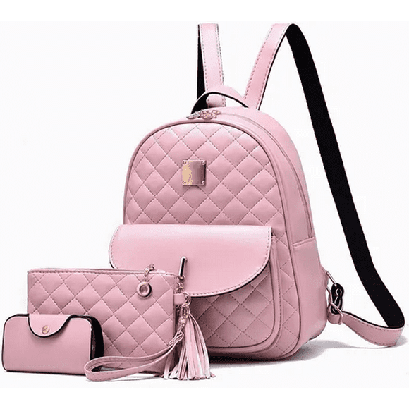 mochila back pack para dama kit 3 piezas rosas malubero malu1792