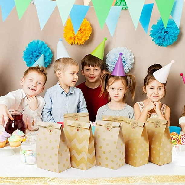 24 bolsas de papel para fiestas, bolsas de papel Kraft para regalo