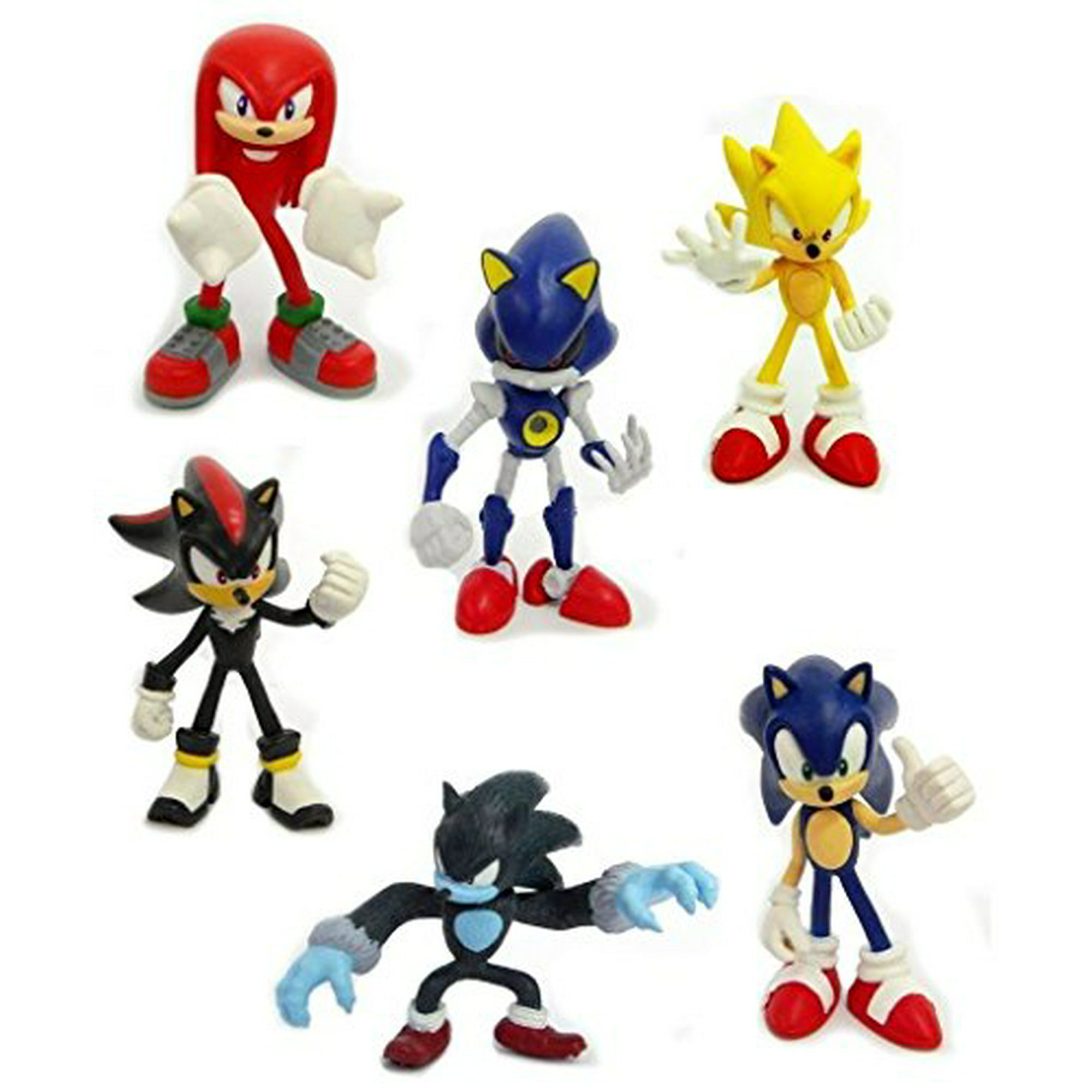  Sonic The Hedgehog Figuras de acción paquete de 6 – Paquete de  recuerdos de fiesta de Sonic con 6 figuras de Sonic incluyendo calcomanías  de Sonic, Amy, Tails y más Plus
