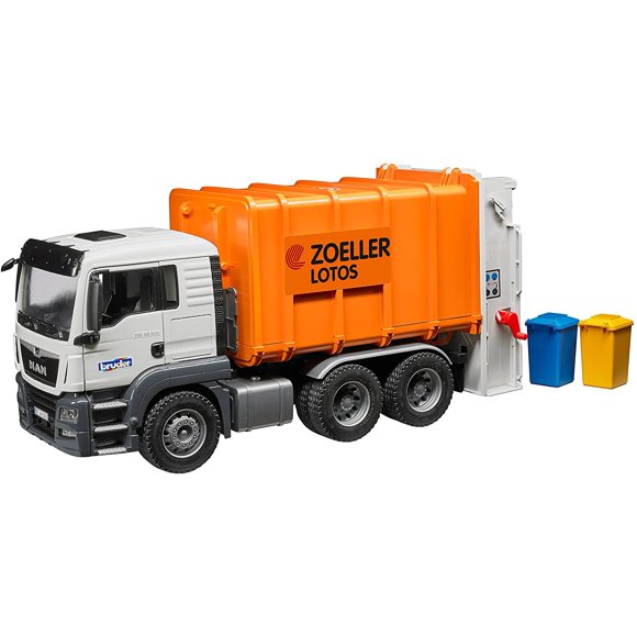 man tgs rear loading garbage truck orange bruder toys juguetesmodelismoautos a escala