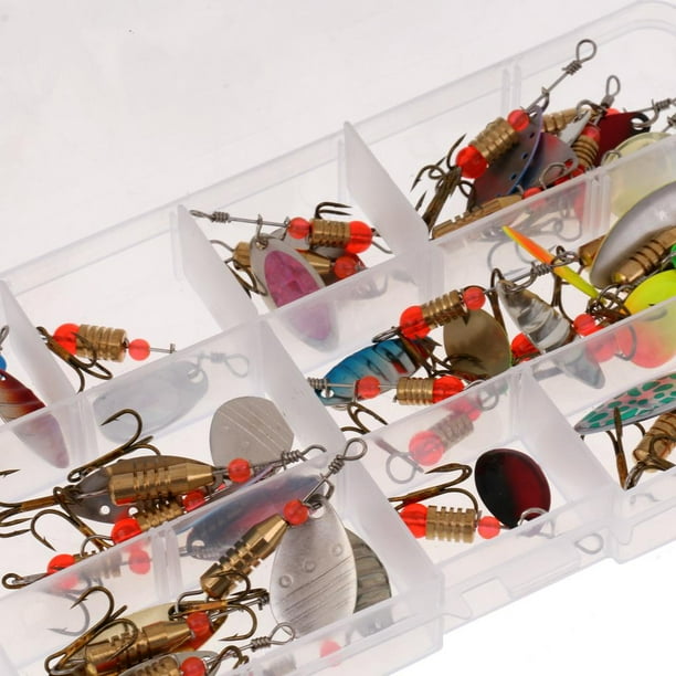 1 caja de señuelos de pesca de fundición de metal rico y , cucharas de  lentejuelas, cebos duros para pececillos, Crankbaits 30pcs señuelos Zulema