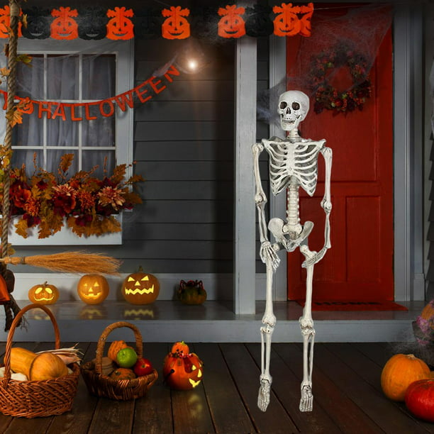Cráneo Esqueleto de Halloween Decoraciones Escultura Articulaciones  Esqueleto humano falso Realista para Soledad esqueletos de halloween