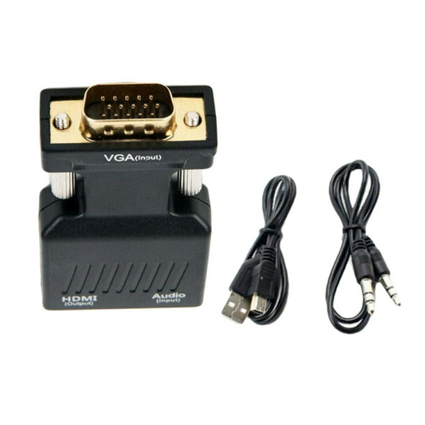 Adaptador VGA a HDMI con audio, (fuente de salida VGA de PC a TV/monitor  con pantalla de entrada HDMI), Convertidor VGA macho a HDMI hembra para